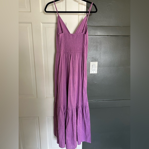 Abercrombie & Fitch Purple Lilac Linen Blend Button Down V Neck Maxi Dress Small - Picture 9 of 10